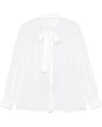 Dolce & Gabbana - Overhemden ,Wit ,Witte Zijden Overhemd Met Strikkraag - Lyst