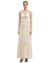 Patrizia Pepe - Kleedjes ,Lange Jurk Met Cut-Out En Dunne Bandjes - Lyst