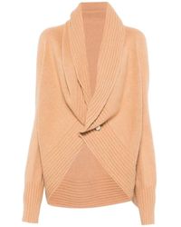 Alberta Ferretti - V-Neck Brooch Cardigan - Lyst