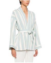 forte_forte - Overhemden ,Blauw ,Katoen My Jacket - Lyst