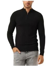 Pure Path - Truien & Vesten ,Zwart ,Essential Knit Halfzip Sweater - Lyst