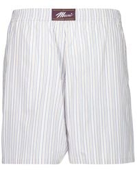 Marni - Korte Broeken ,Blauw ,Katoen Gestreept Poplin Bermuda Shorts - Lyst