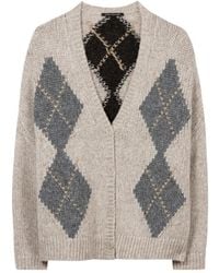 Luisa Cerano - Truien & Vesten ,Wol Gebreide Cardigan Van Alpacamix Met Patroon - Lyst