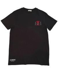 Iceberg - Tops ,Zwart ,Katoen Zwarte Katoenen T-Shirt Moderne Stijl - Lyst