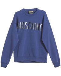 Moschino - Blaue logo sweatshirt rundhals 100% baumwolle - Lyst