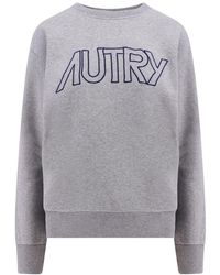 Autry - Grauer baumwoll-sweatshirt mit besticktem logo - Lyst