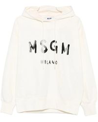 MSGM - Witte Hoodie Urban Stijl Sweatshirt - Lyst