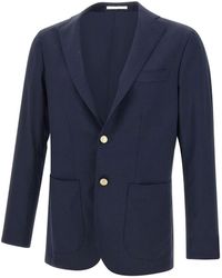 Barba Napoli - Jassen ,Blauw ,Wol Blauwe Wollen Blazer Met Juwelen Knopen - Lyst