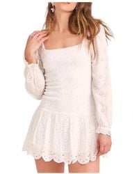 LoveShackFancy - Witte Katoenen Mini Jurk Jayce - Lyst