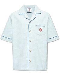CASABLANCA - Overhemden ,Blauw ,Katoen Monogram Towelling Short Sleeve Shirt - Lyst