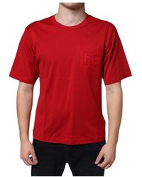 Dolce & Gabbana - Rotes baumwoll logo print t-shirt - Lyst