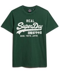 Superdry - Vintage Logo Jp Katoen Groene T-Shirt - Lyst