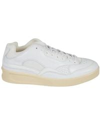 Jil Sander - Sneaker in pelle bianca a basso profilo - Lyst