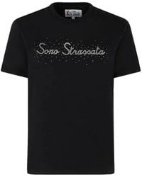 Mc2 Saint Barth - Emilie camiseta negra de algodón con estampado de estrás - Lyst