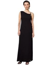 Alpha Studio - Kleedjes ,Zwart ,Maxi-Jurk Met Boothals - Lyst