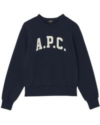 A.P.C. - Hoodies & Sweatvesten ,Zwart ,Katoen Zwarte Crew Neck Katoenen Sweatshirt - Lyst
