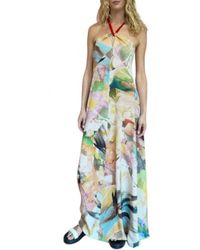 Paul Smith - Vestido largo de seda con estampado floral collage - Lyst