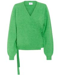 Saint Tropez - Groene Wrap Cardigan Met Pofmouwen - Lyst