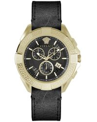 Versace - Armbanduhr chronograph chrono sporty schwarz, gold 46 mm ve5ca0323 - Lyst