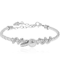 Versace - Accessoires ,Grijs ,Leer Medusa '95 Crystal Leather Bracelet - Lyst