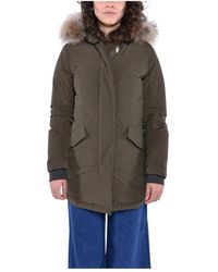 Woolrich - Jassen ,Groen ,Leer Arctische Wasbeer Parka Met Urban Touch - Lyst