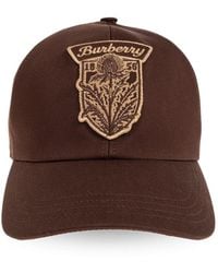 Burberry - Accessoires ,Bruin ,Katoen Thistle Shield Gabardine Baseball Cap - Lyst