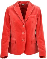 Aspesi - Jassen ,Rood ,Blazer Met Knoopsluiting Aan De Voorkant En Split Aan De Achterkant - Lyst