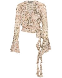 ROTATE BIRGER CHRISTENSEN - Overhemden ,Veelkleurig ,Chiffon Ruche Chiffon Wrap Top - Lyst