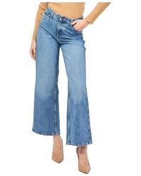 Guess - Blauwe Wide Leg Jeans Voor Vrouwen - Lyst