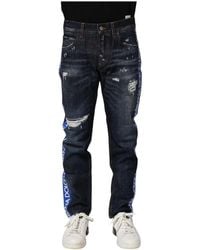 Dolce & Gabbana - Distressed Logo Jeans - Lyst