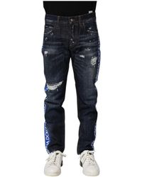 Dolce & Gabbana - Distressed Logo Jeans - Lyst