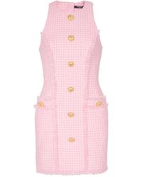 Balmain - Kleid aus Tweed mit Vichy-Karos - Lyst
