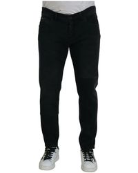 Dolce & Gabbana - Schwarze skinny denim jeans mit engel stickerei - Lyst