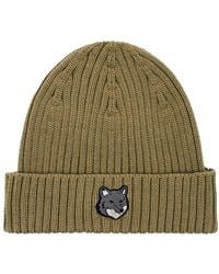 Maison Kitsuné - Graue Fox Head Beanie Stylischer Schutz - Lyst