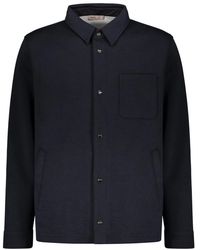 Herno - Overhemden ,Blauw ,Wol Wollen Longsleeve Shirt Met Zakken - Lyst