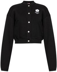 KENZO - Jassen ,Zwart ,Katoen Zwarte Bloem Motief Jas - Lyst