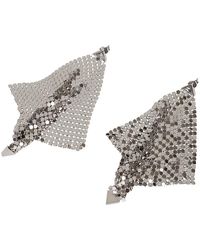 Rabanne - Accessoires ,Grijs ,Metallic Mesh Statement Oorbellen - Lyst