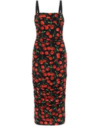 Dolce & Gabbana - Cherry Print Trikot Midi Kleid - Lyst