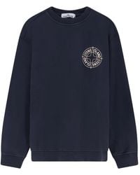 Stone Island - Hoodies & Sweatvesten ,Blauw ,Katoen Outline Compass Crew Neck Sweatshirt - Lyst