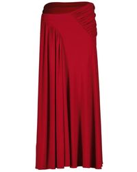 Rabanne - Rokken ,Rood ,Jersey Maxi Rok Met Gedrapeerde Details - Lyst