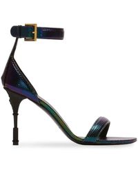 Balmain - Metallische leder high heel sandalen,sandales moneta en cuir iridescent - Lyst