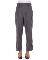 Dondup - Broeken ,Grijs ,Katoen Grijze Broek Met Logo Sluiting - Lyst