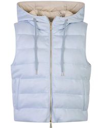 Eleventy - Jassen ,Blauw ,Katoen Padded Hooded Gilet - Lyst