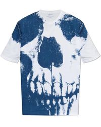 McQueen - Tops ,Wit ,Katoen T-Shirt Met Print - Lyst