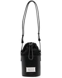 Maison Margiela - Schwarze Leder Umhängetasche Mit Nummernpatch - Lyst