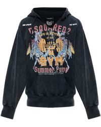 DSquared² - Hoodies & Sweatvesten ,Zwart ,Katoen Hoodie Met Logo - Lyst