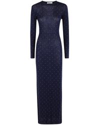Rabanne - Kleedjes ,Blauw ,Wol Lange Mouw Jurk Met Noppen - Lyst