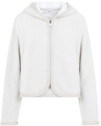 Moncler - Truien & Vesten ,Wit ,Katoen Zip Up Vest - Lyst