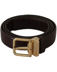 Dolce & Gabbana - Brauner ledergürtel mit goldener metallschnalle - Lyst