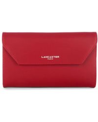 Lancaster - Accessoires ,Rood ,Leer Gladde Compagnon Portemonnee Met Rits En Klep - Lyst